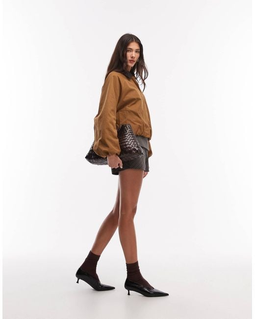 Kaiia Brown Exclusive Technical Button Through Toggle Detail Collared Jacket