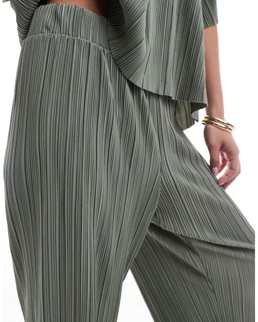 ONLY Green Plisse Wide Leg Trousers Co-Ord