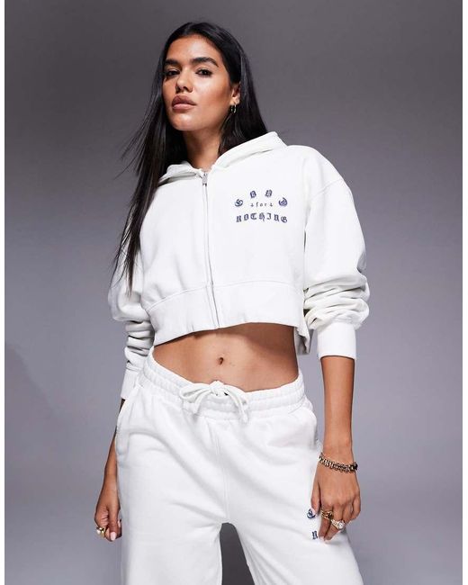 Good For Nothing White Spray Effect Relaxed Zip Through Hoodie