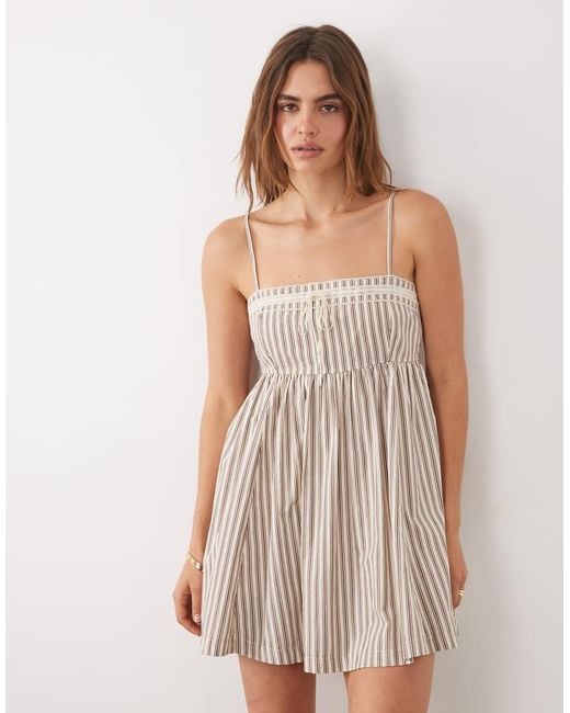 Abercrombie & Fitch Natural Babydoll Dress With Built