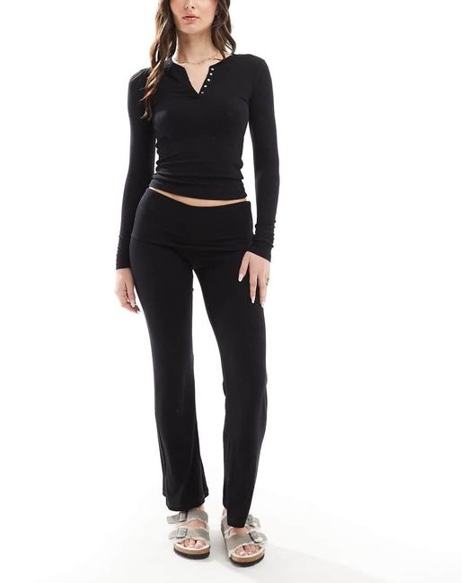 Cotton On Black Sleep Recovery Henley Long Sleeve Top