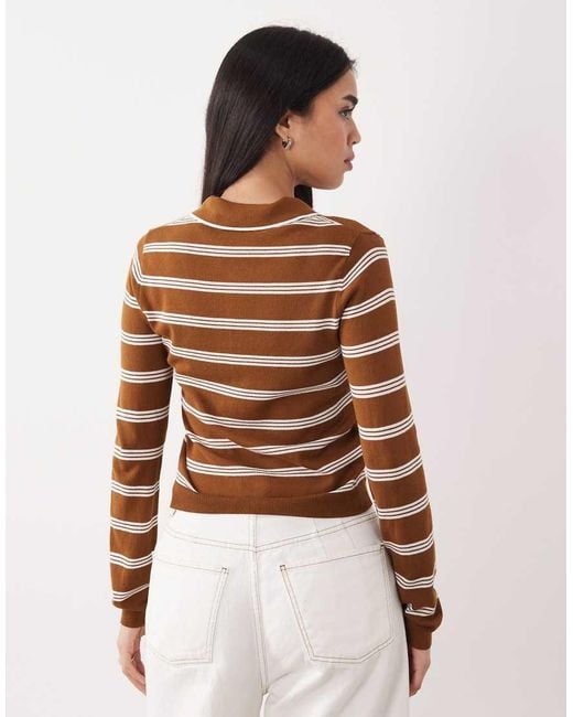 Mango Brown Knitted Polo Cardigan