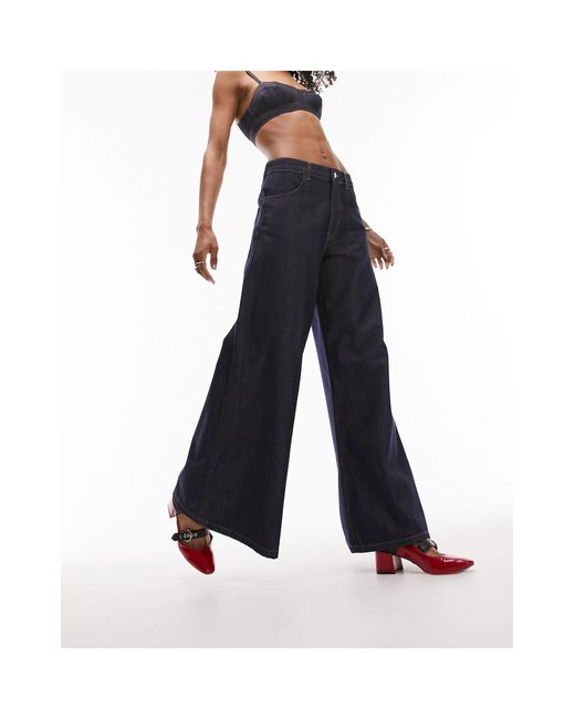 TOPSHOP Blue Co Ord Low Rise Skater Flare Jeans