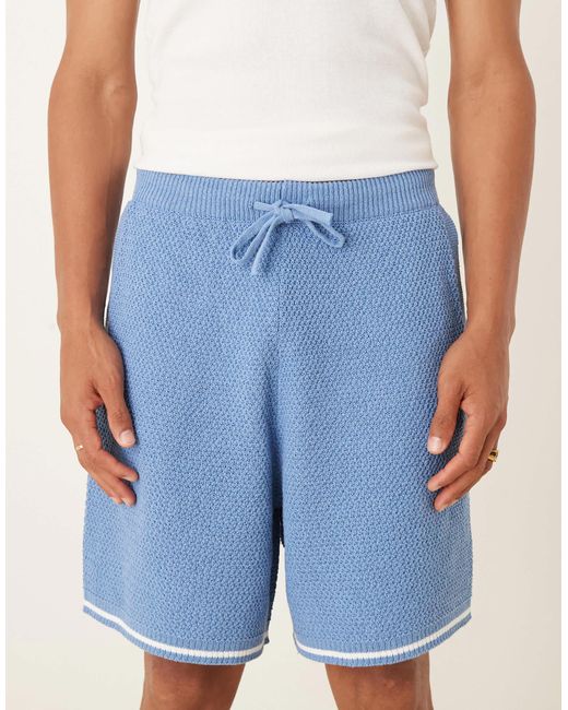 ASOS – oversize-strickshorts in Blue für Herren