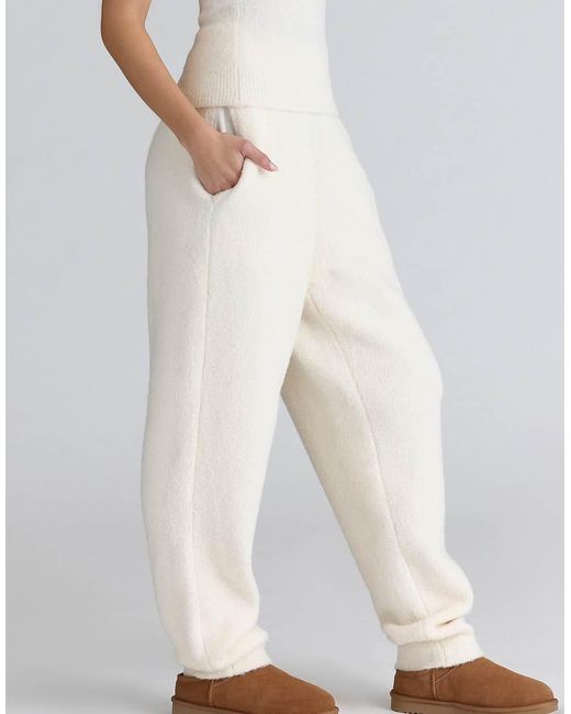 House Of Cb White Geena Ivory Wool Boucle Knit Trousers