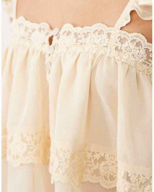 Miss Selfridge Natural Lace Ruffle Cami
