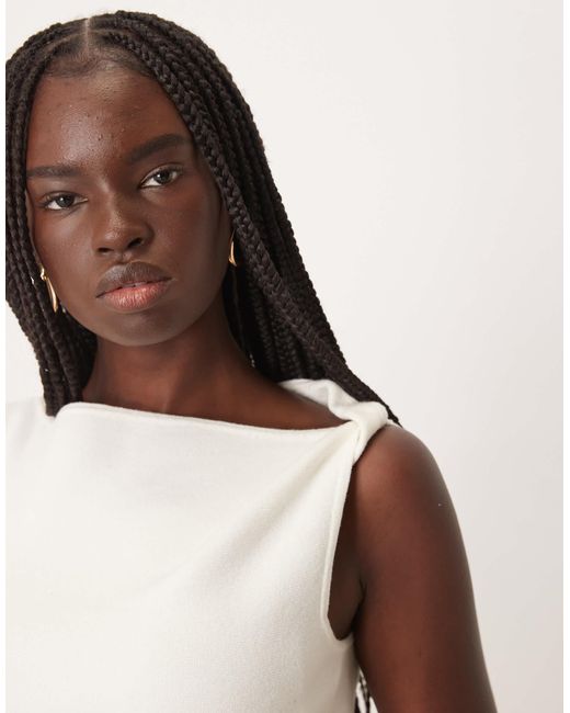 ASOS White Twist Shoulder Top