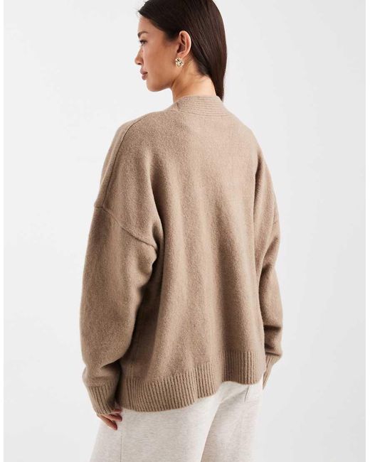 Monki Gray Knit Button Front Cardigan