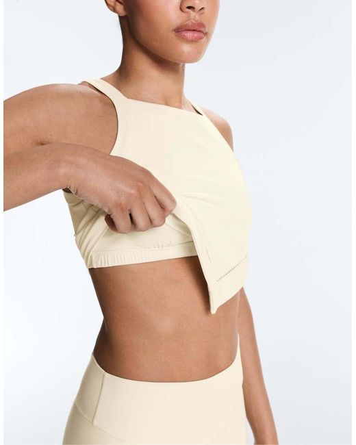Oysho Natural Comfortlux Halter Neck Hemstitch Tank Top