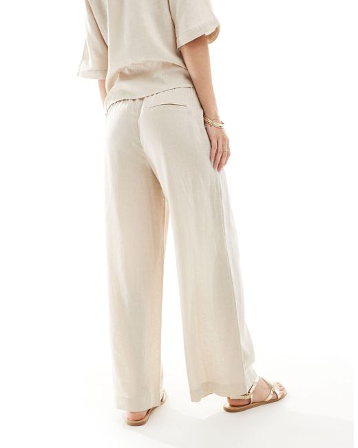Pantalon large d'ensemble en lin mélangé - beige ONLY en coloris White