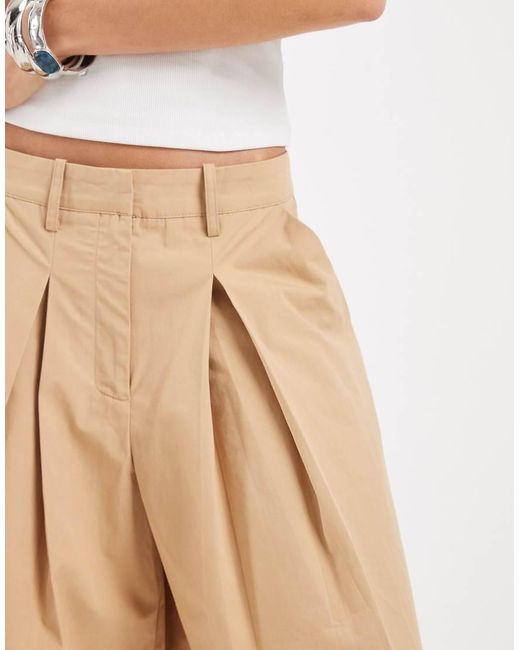 Aware Natural Deep Pleat Front Longline Shorts