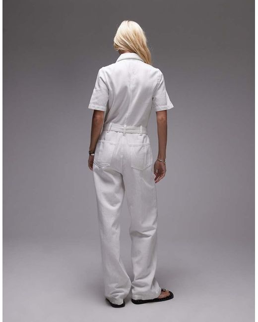 Mango Gray Relaxed Denim Zip Through Jumpsuit