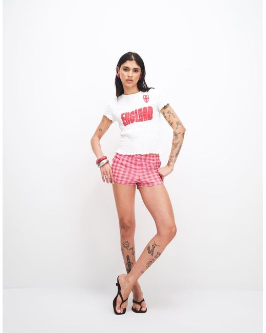 ASOS White Shirred Baby Tee With England Soccer Graphic