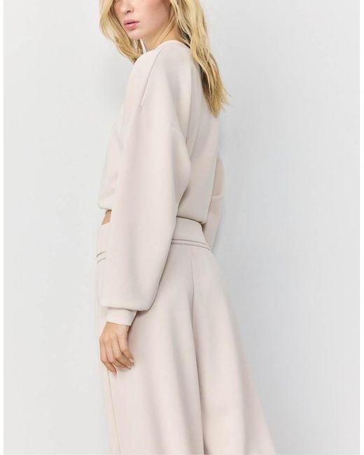 Stradivarius Natural Soft-Touch Batwing Sleeve Sweatshirt