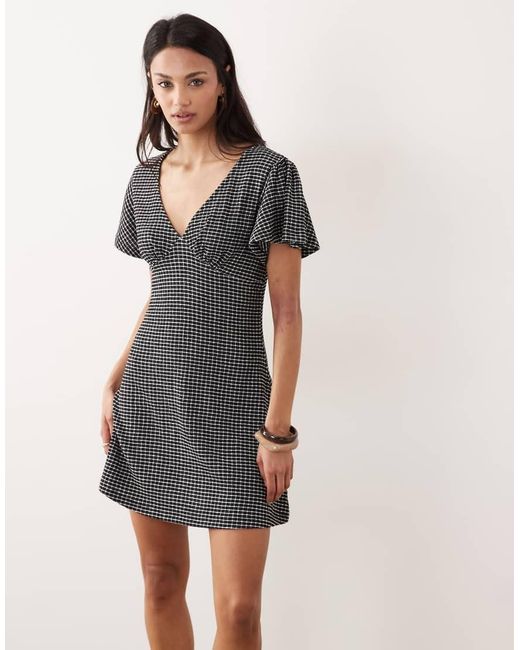 ASOS Natural V Neck Floaty Mini Dress