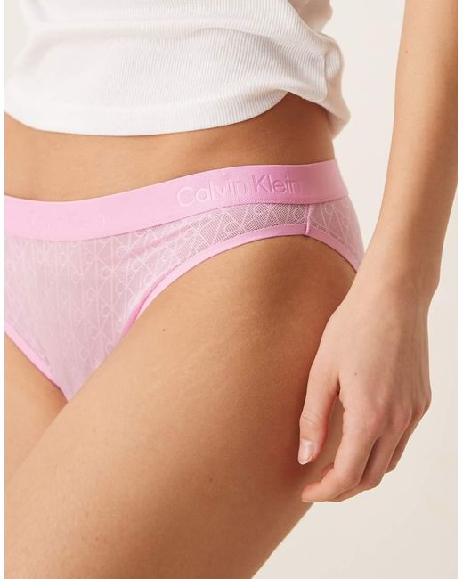 Calvin Klein Pink Microfibre Lace Bikini Briefs