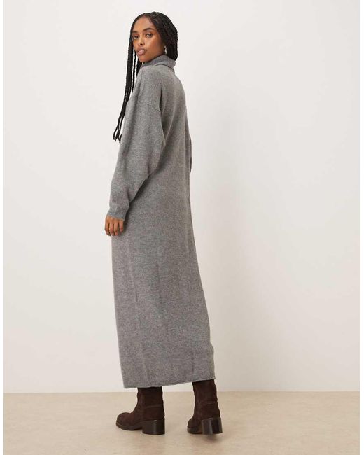 Vila Gray Roll Neck Knitted Midi Dress