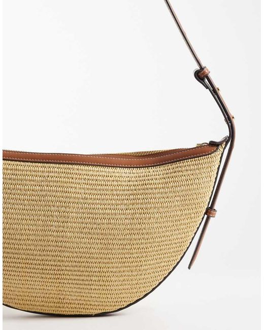 Mango White Woven Crossbody Bag