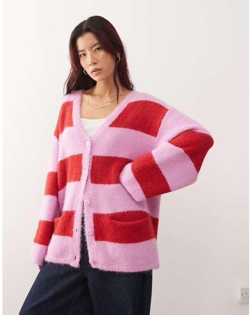 Monki Red Oversized Cardigan