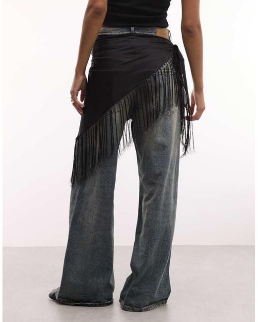 Weekday Black Cover Up Scarf With Tassels