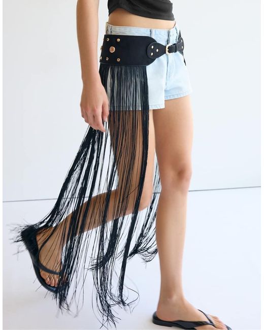 Stradivarius Blue Fringe Belt