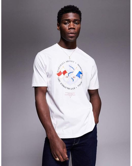 Marshall Artist Gray Logo Print T-Shirt for men