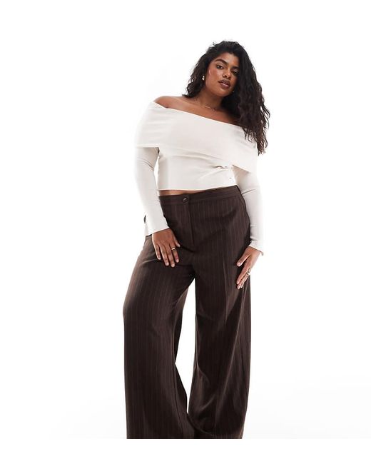 ASOS Brown Curve Tailored Wide Leg Dad Trousers