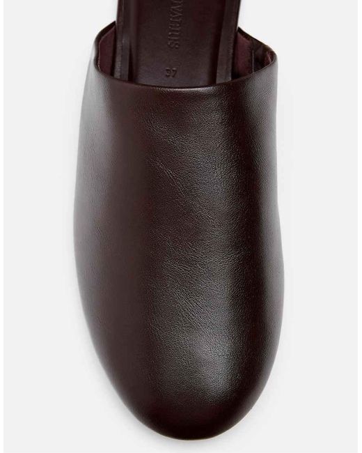 Stradivarius Brown Leather Effect Slippers