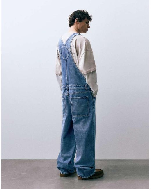 Pull&Bear Blue Denim Overalls for men