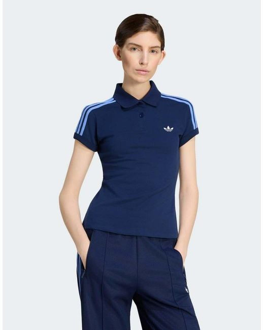 Adidas Originals Blue 3-stripes Polo