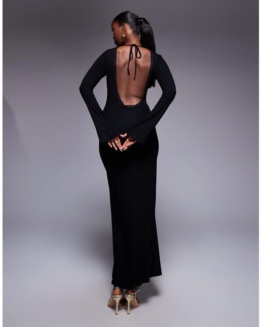 asos open back dress ASOS Design - High Neck Slash Shoulder Maxi Dress - Women - Viscose/Elastane - 14 US
