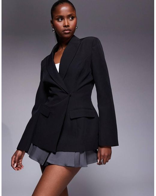 Kaiia Blue Exclusive Tailored Cinched Waist Blazer