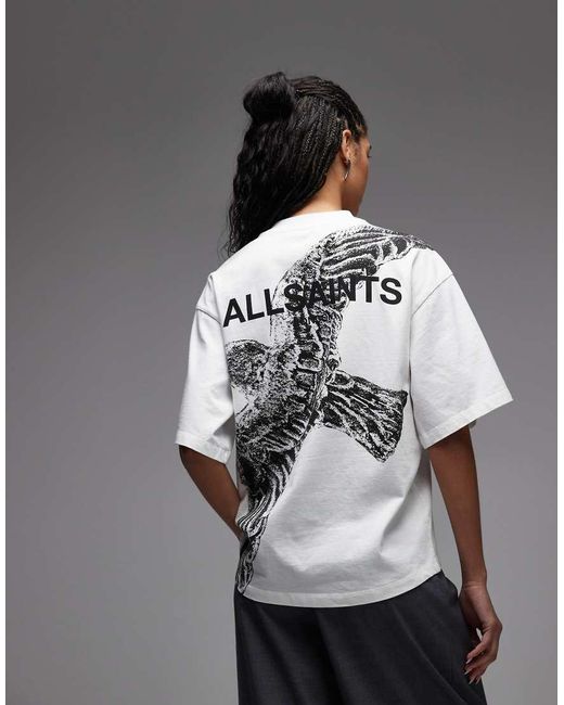 AllSaints Gray Swoop Amelie Back Graphic T-shirt