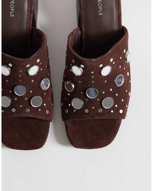 Free People Brown Mirage Mirror Embellished Heeled Sandals
