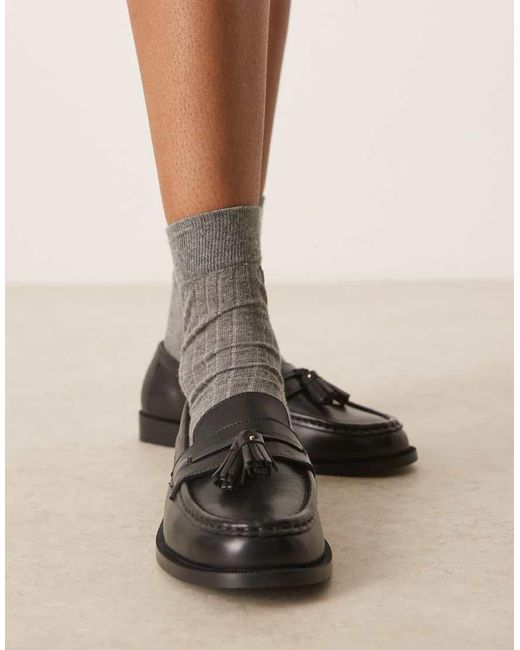 Walk London Black Rhea Tassle Loafer