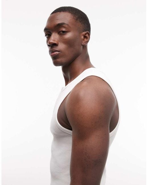 Collusion White Slub Henley Detail Vest for men