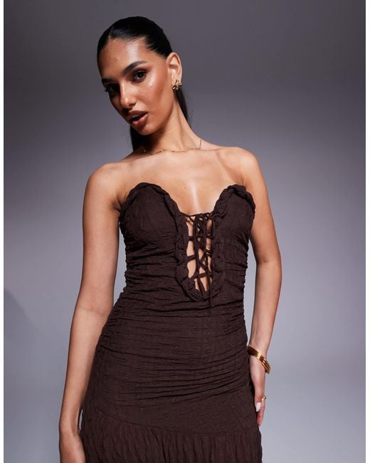 ASOS Brown – trägerloses maxikleid