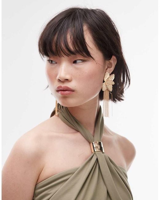& Other Stories Green Jersey Maxi Dress With Metallic Clasp Halter Neck