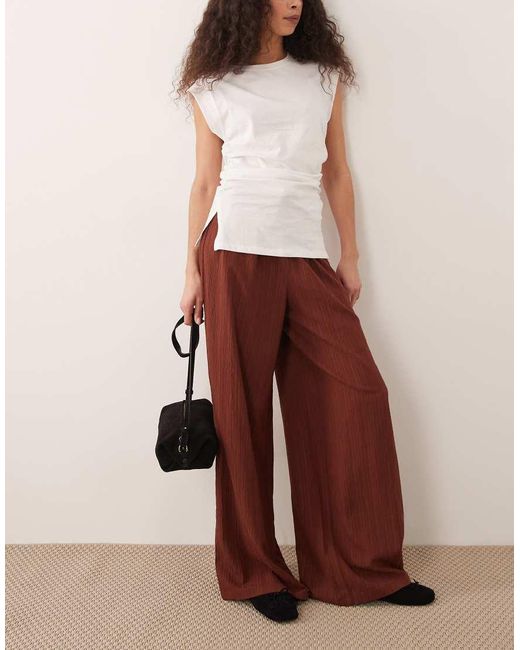 Wednesday's Girl Brown Wide Leg Tie Waist Pants