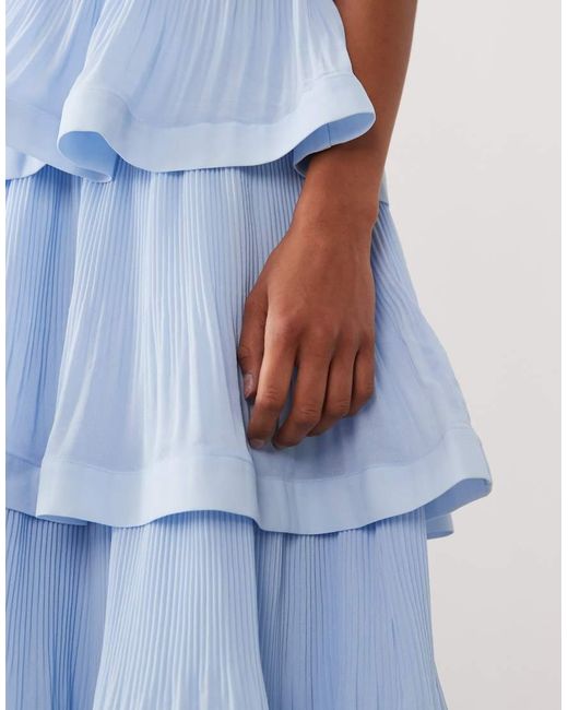 Y.A.S Blue Plisse Tiered Maxi Dress