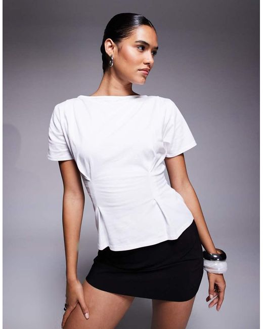 Fashionkilla White Exclusive Cotton Cinch Front T-shirt