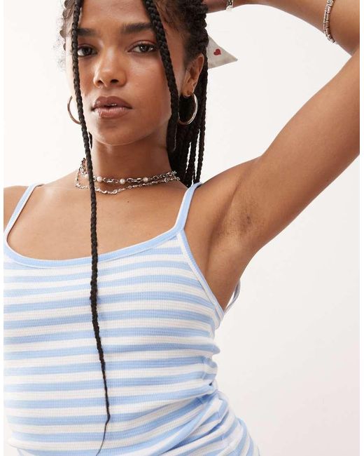 Collusion Gestreepte Cami Top in het White