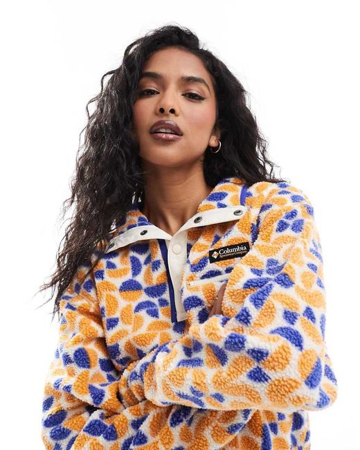 Columbia Blue Helvetia Ii Printed Cropped Half Snap Fleece