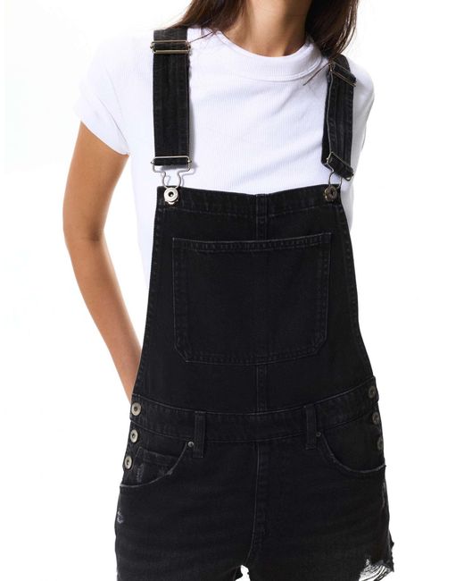Pull&Bear Black – kurzer overall aus denim