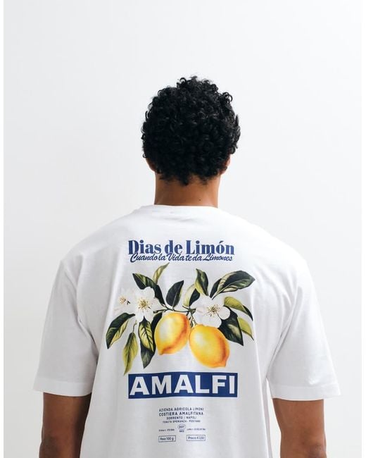 Only & Sons White Relaxed Fit T-shirt With Amalfi Back Print for men