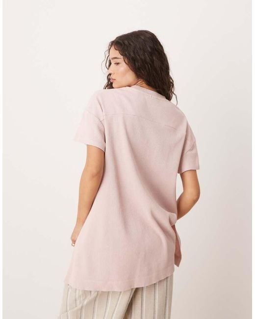 ASOS Natural Extreme Hem Oversized Waffle T-shirt