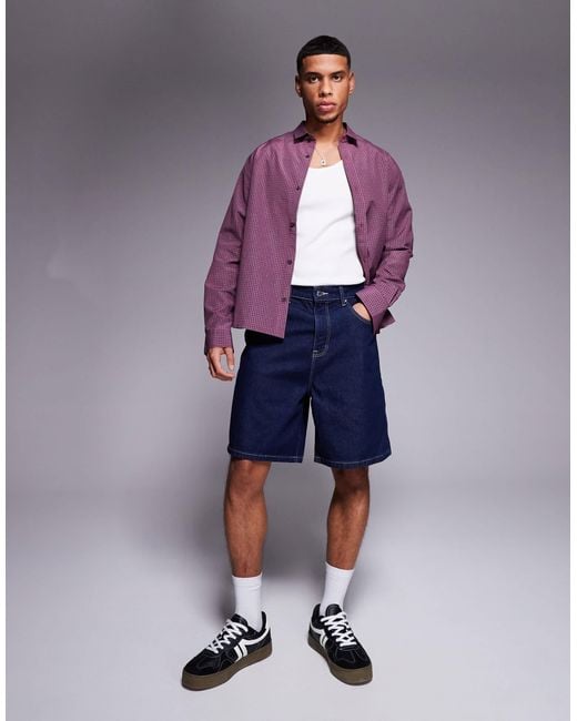 ASOS Blue Standard Length Denim Jort for men