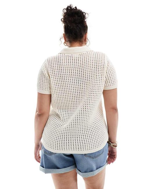 ONLY Open Gebreide Polo in het White