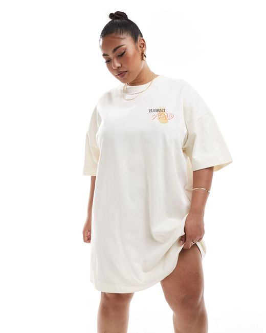 ASOS White Asos Design Curve Oversized Mini T-shirt Dress