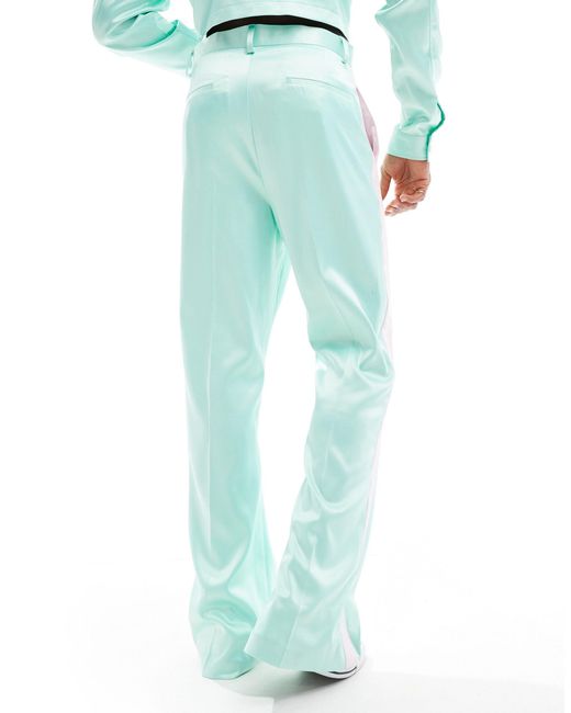 ASOS Blue Smart Co-ord Wide Satin Trouser for men